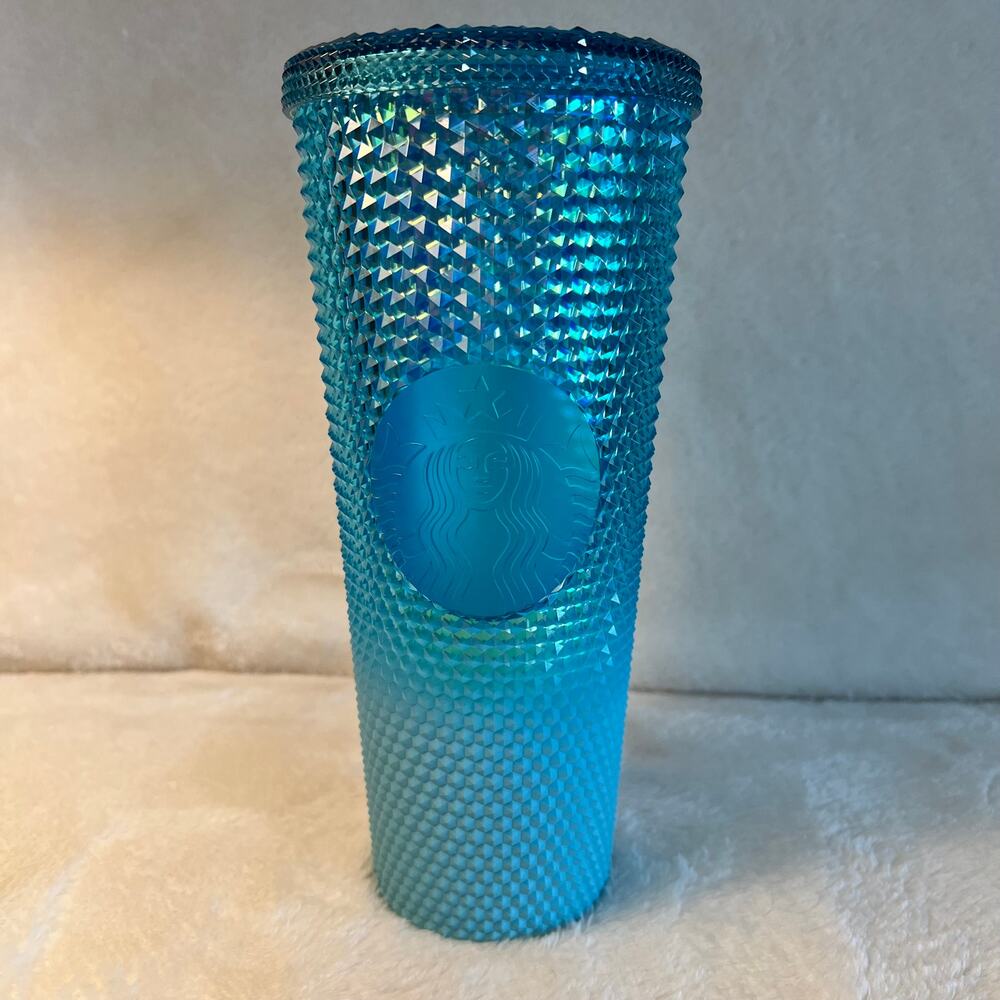 NWT Starbucks Glacier Blue Ombré Gradient Studded Tumbler 24oz
